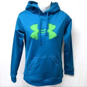 Turquoise Blue and Neon Green UA Hoodie